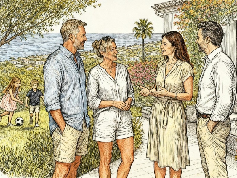 Talking about Costa del Sol property Estate agents talking with clients about buying and selling property on the Costa del Sol